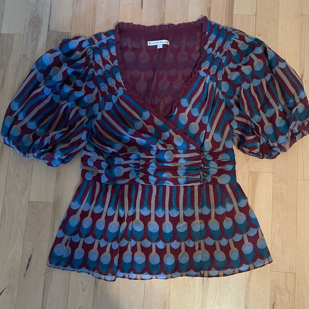 Nanette Lepore Puff Sleeve Wrap Top